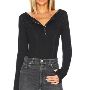 NWT Free People Sloane Bodysuit Black Medium